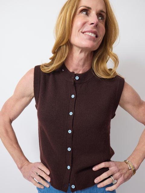Button Vest, Espresso