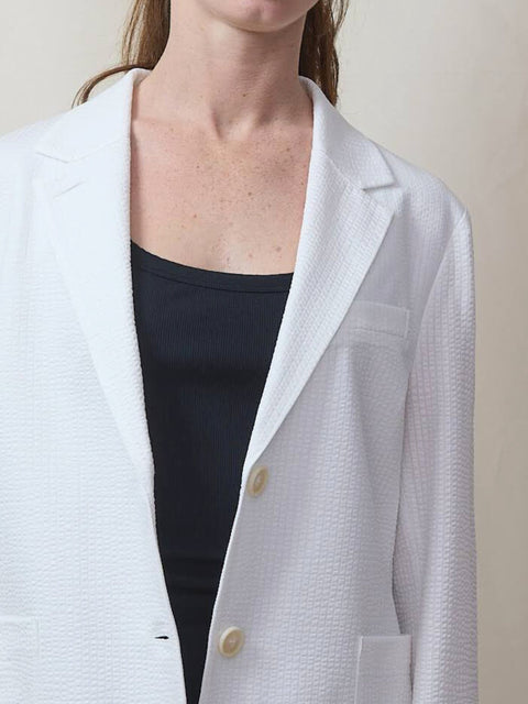 Seersucker Blazer, White