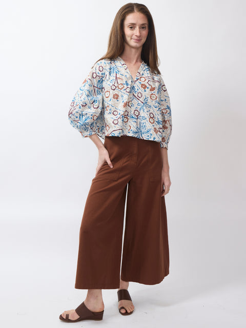 Nele Lantern Sleeve Top, Earthly Delights Batik