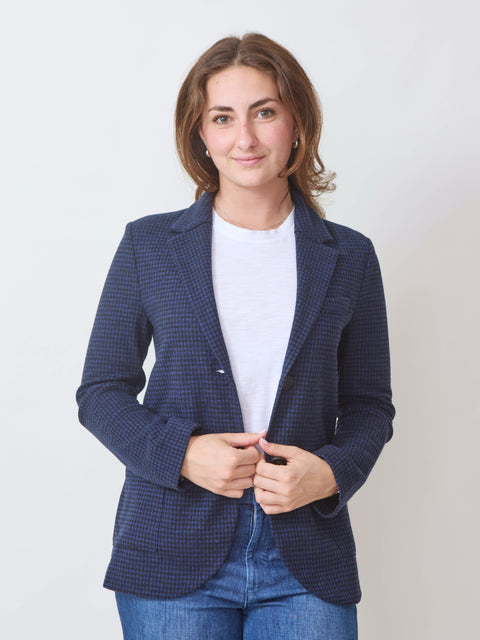 Boyfriend Blazer, black/blue houndstooth