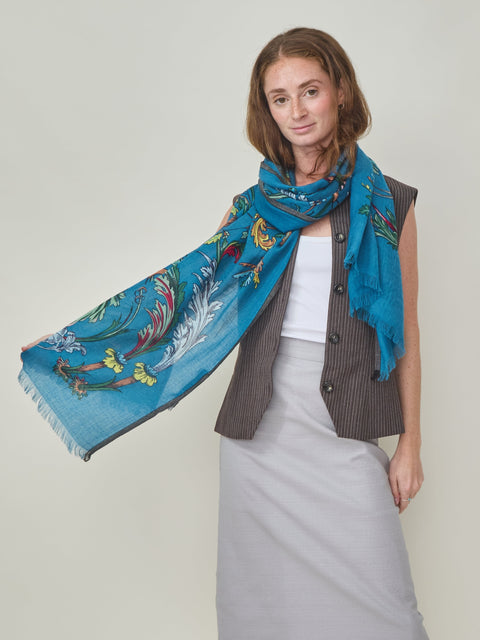 Rococo scarf, duck blue