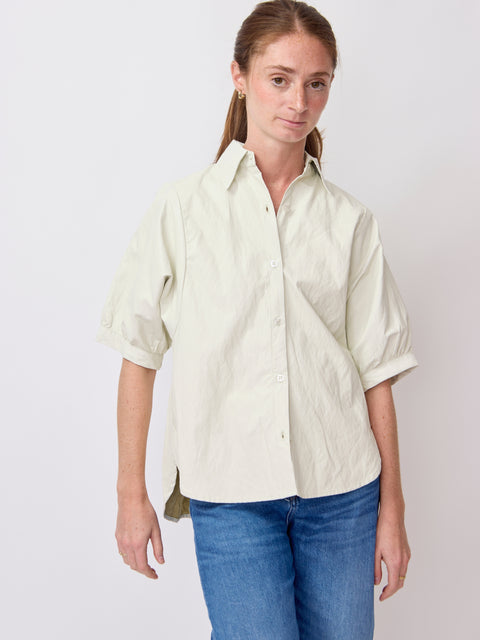 Claude Faux Leather Top, White