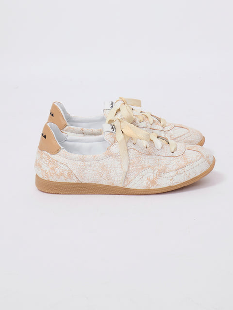 Crackle Leather Sneaker, White