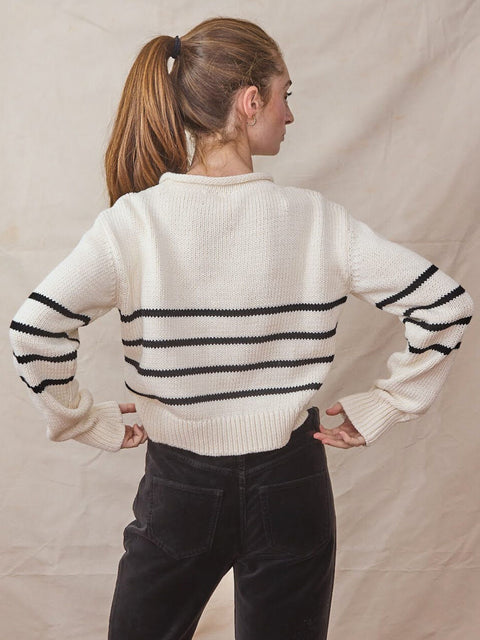 Cropped Field Sweater, Striped