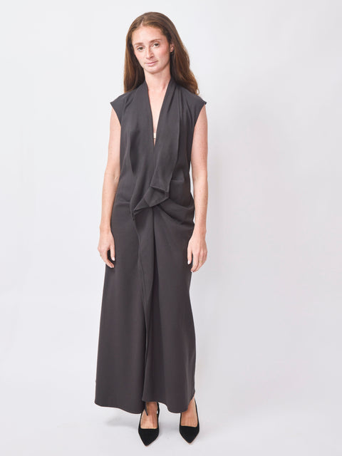 Abito Stretch Wool C/Drapp, Carbonne