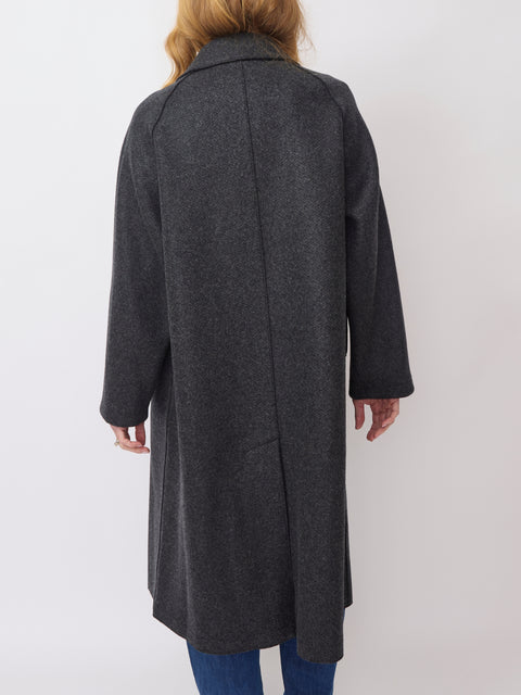 Balmacaan Cashmere Coat, Anthracite Twill