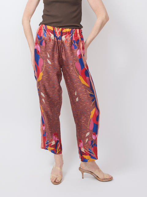 Aloe Silk Trousers, dusty rose