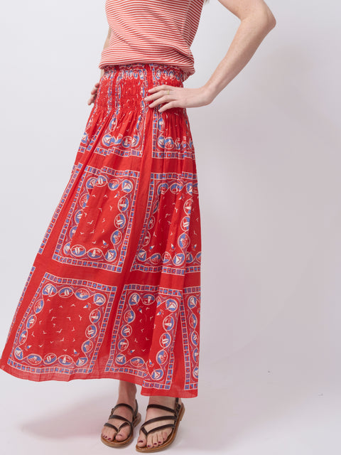 Canary Skirt, red sailboat bandana