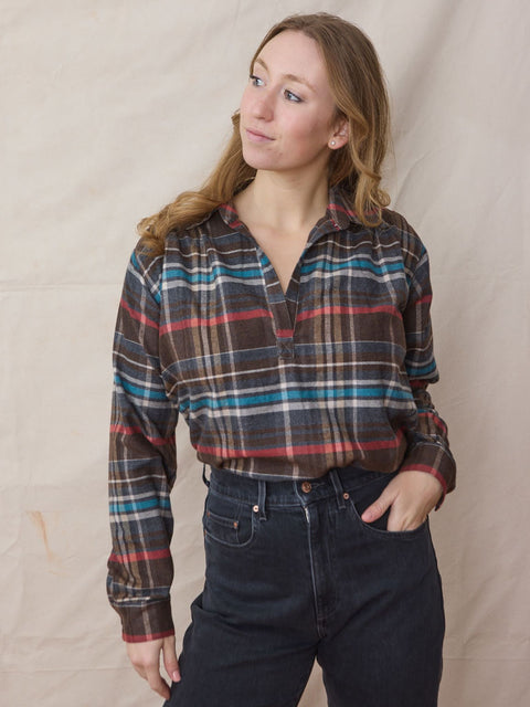 Celeste Flannel, Brown/Teal