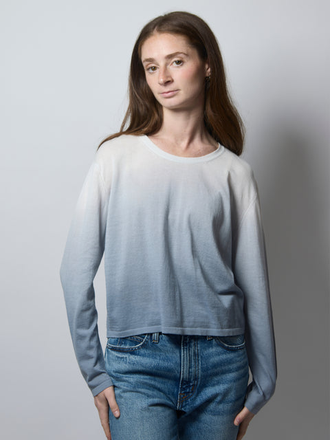 Cotton L/S Crewneck, Storm Ombre