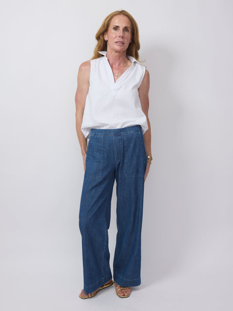 Madeline, Distressed Indigo Washed Denim