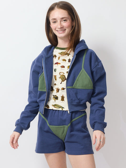 Bikini Bod Zip-Up Hoodie, blue/green