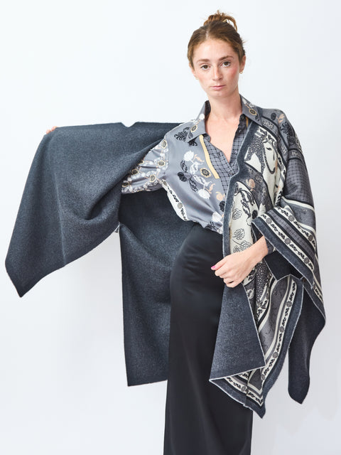 Roses & Cats Wool Cape