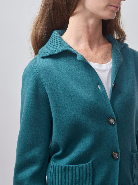 Collared Cardigan, Teal