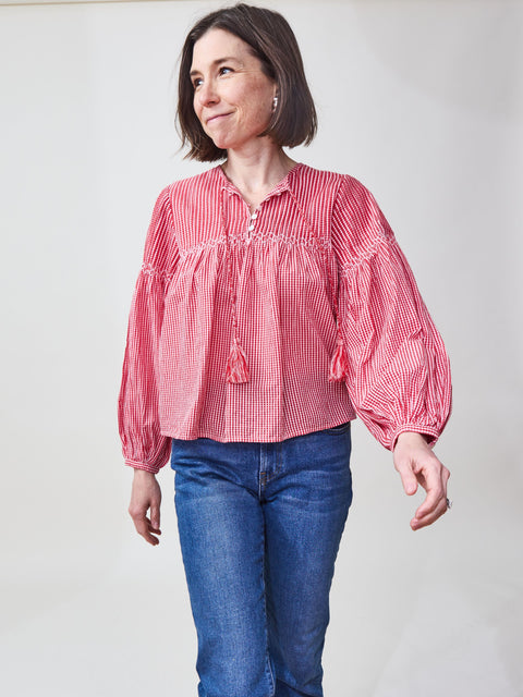 Vivienne Top, Red Gingham