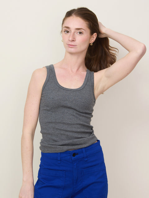 Scoop Neck Rib Tank, anthracite