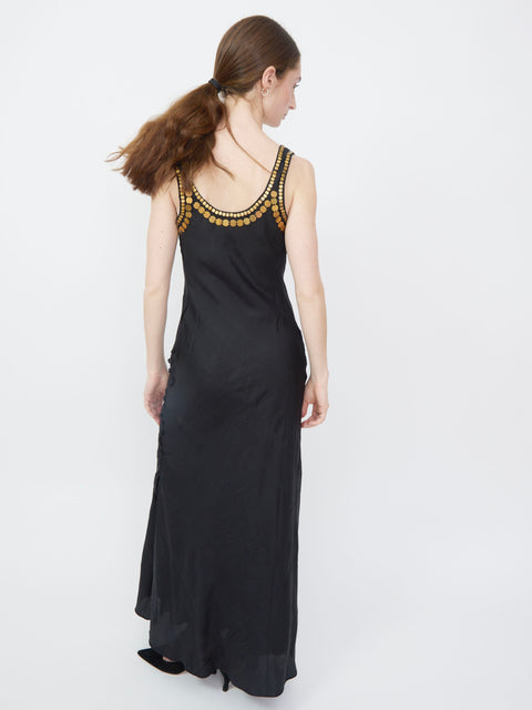 Adele Gilded Coin Dress, black