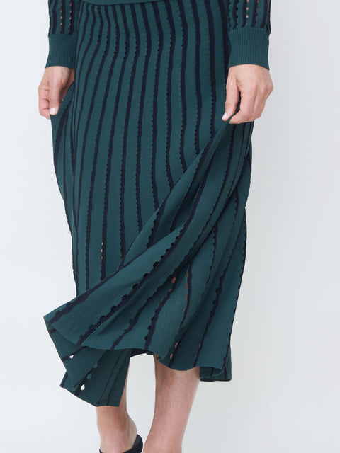 Colton Skirt, Pinstripe Evergreen