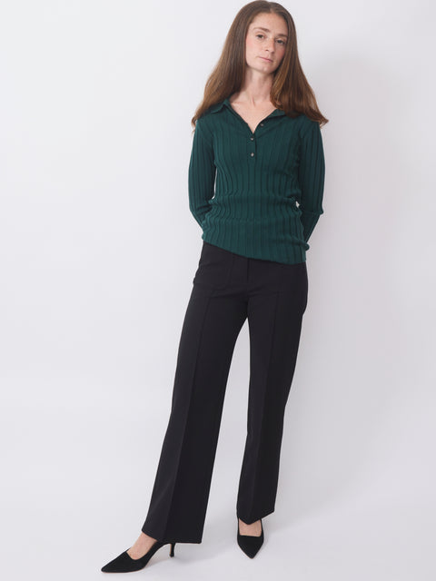 Poloneck Sweater, bottle green