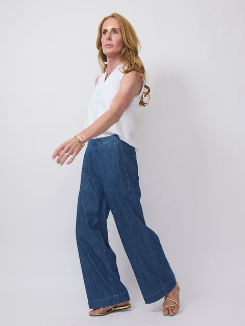 Madeline, Distressed Indigo Washed Denim