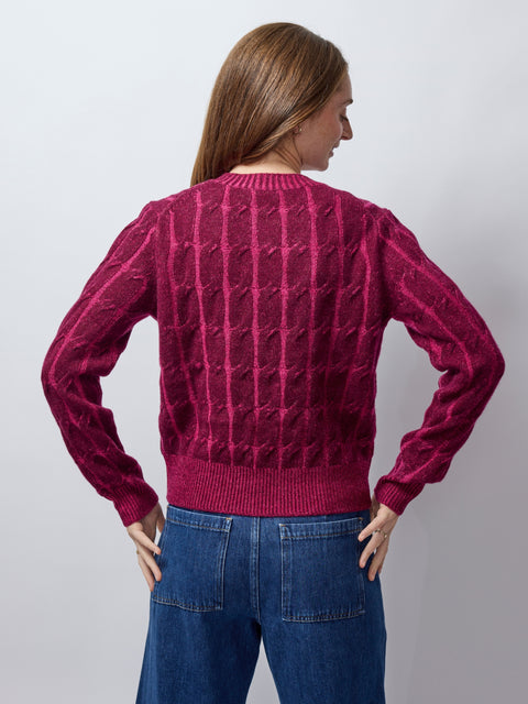 Plaited Cable crew, cranberry