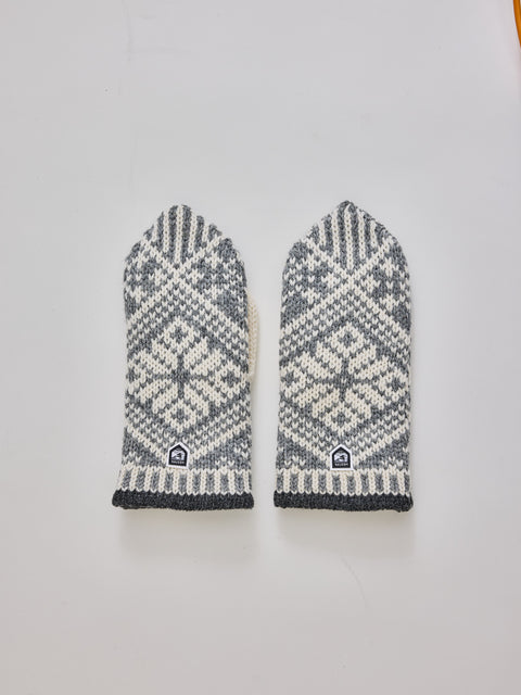 Nordic Wool Mitt, Grey/Off White