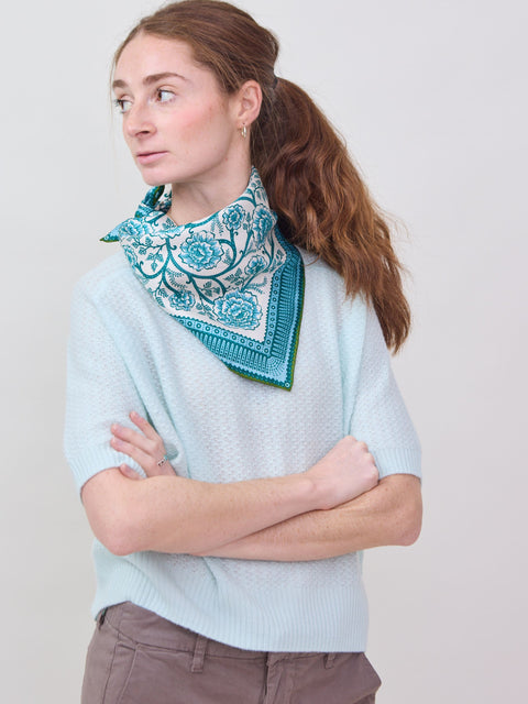 Textured S/S Sweater, flower milk