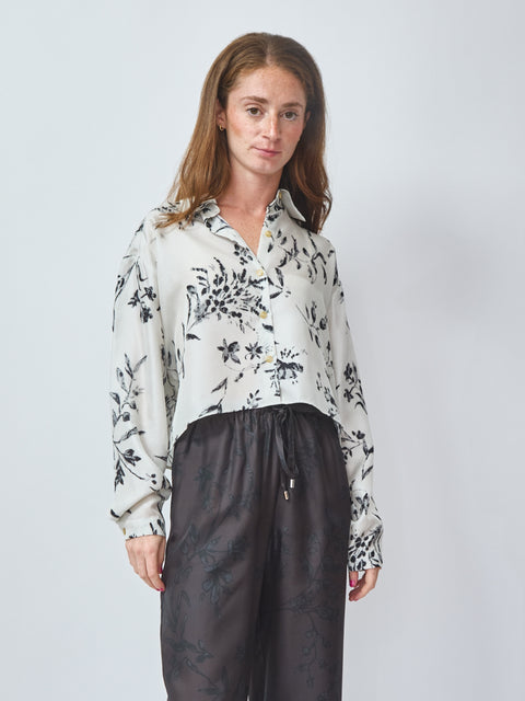 Camicia Flower Cropped, perla