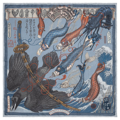 Koinobori Karasu, 90 cm silk, River