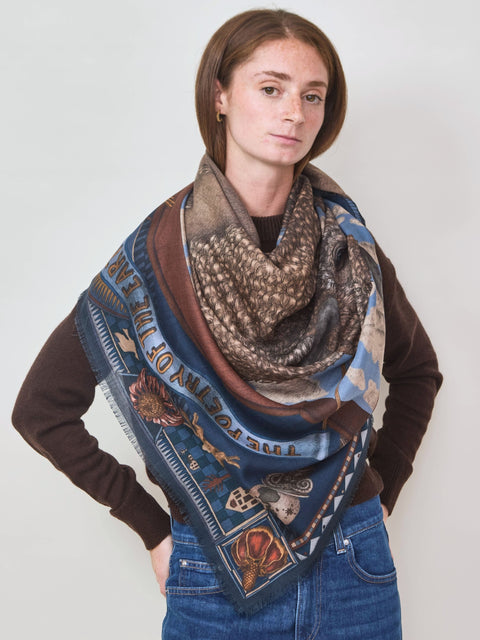 Secrets of the Bison, 135cm wool/silk, chambray