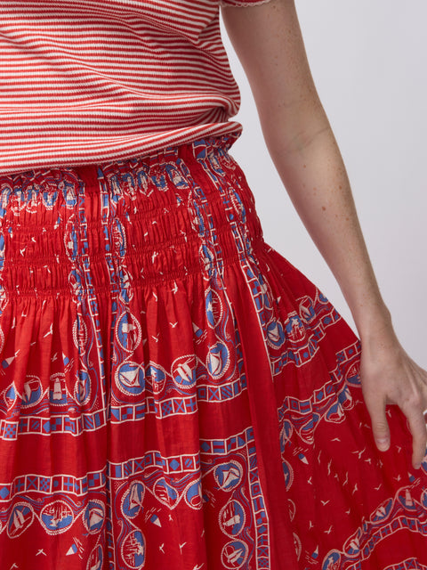Canary Skirt, red sailboat bandana