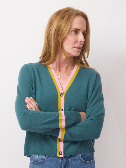 V-Cardigan, teal twilight