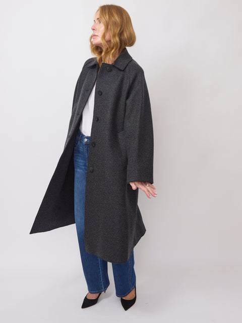 Balmacaan Cashmere Coat, Anthracite Twill