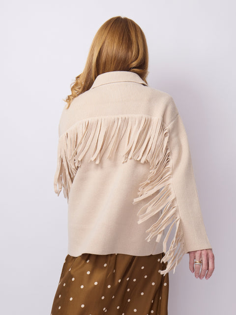 Western Fringe Sweater, Natural