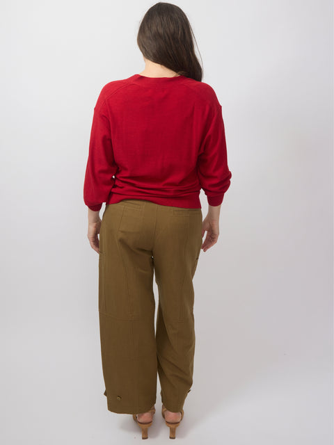 Drippy Tissue Cardigan, Deep red