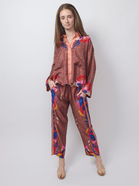 Aloe Silk Trousers, dusty rose