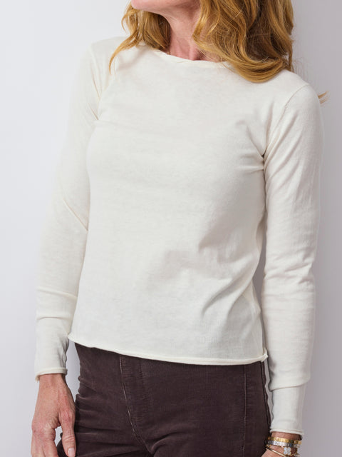 Cotton/Cashmere L/S Crew, white