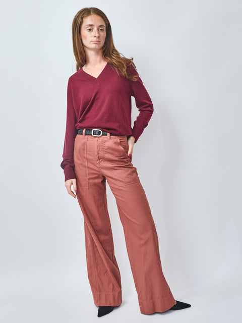 V-Neck Pullover, Sloe Gin