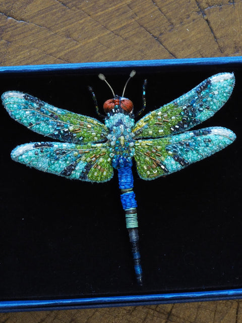 Blue Emperor Dragonfly Brooch