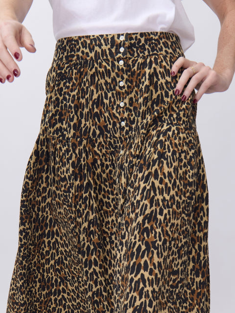 Highland Skirt, Tan Leopard