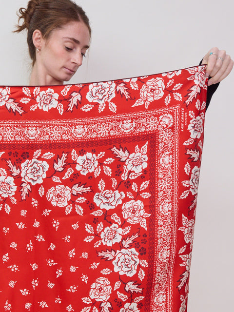 Rosey in Red Hot, silk wild rag