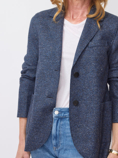 Collared Donegal Blazer, Dark Blue