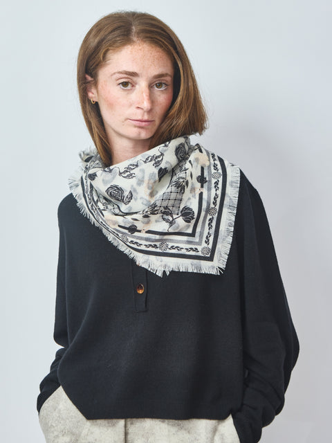 Roses & Cats Reversible Wool bandana