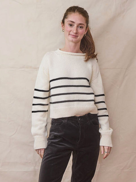 Cropped Field Sweater, Striped