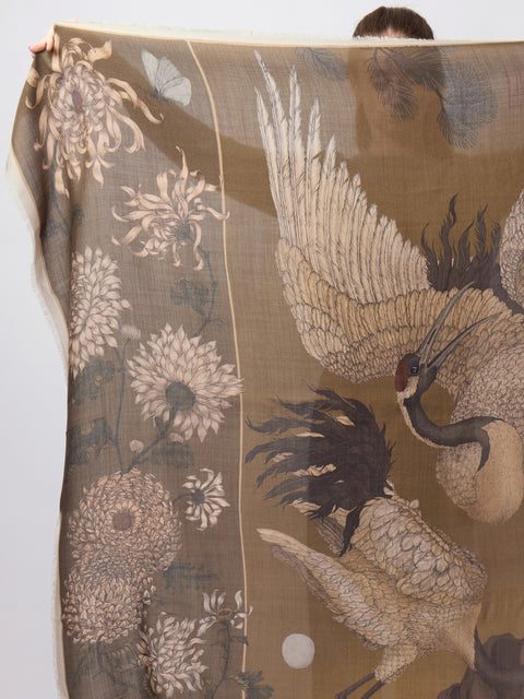 Wind Dancer, Heaven Caller, 135cm silk/wool, Bronze/Umber