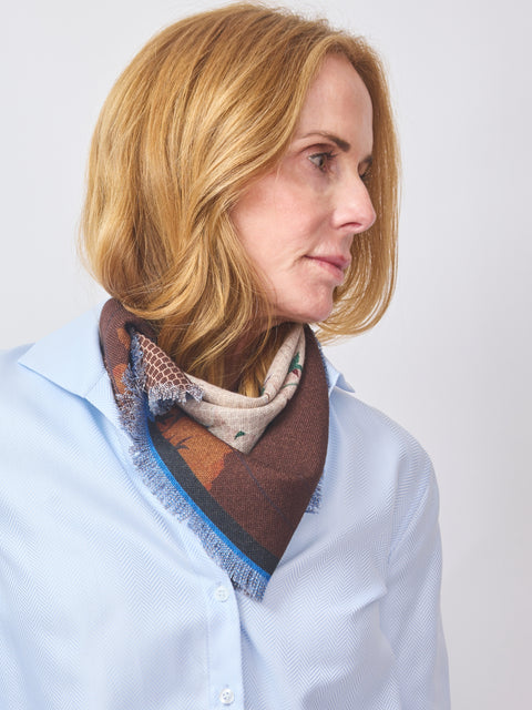 Grido Reversible Wool Scarf, Autumnal Hibiscus