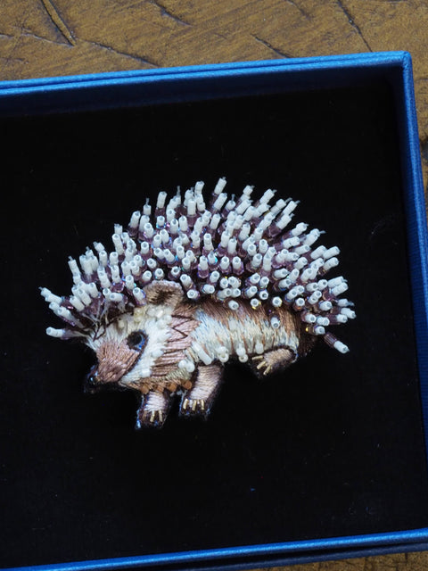 White Breasted Hedgehog Brooch