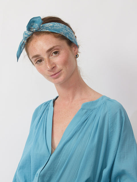 Cotton Rosey Bandana, Faded Blue