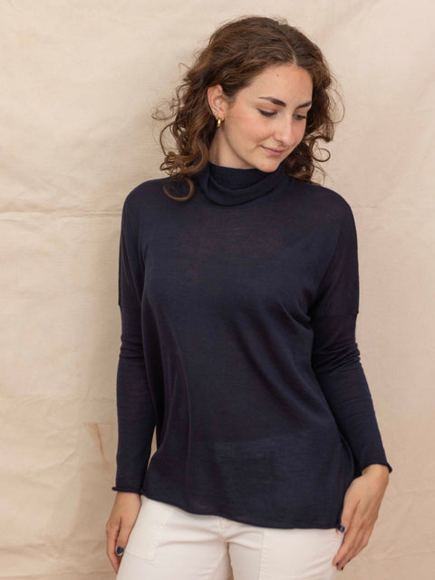 Superfine High Neck, Navy