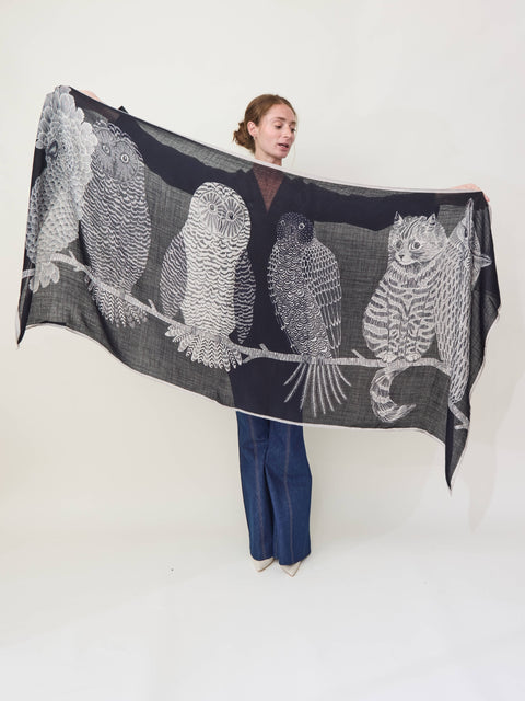 Chouette scarf, black